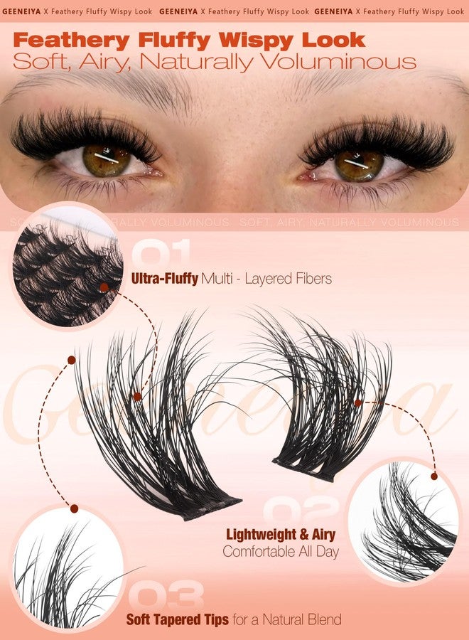 Geeneiya Fluffy Lash Clusters Wispy Eyelash Clusters, 8-16mm Natural Lashes Clusters, C Curl Cluster Eyelash Extensions, Natural Look Lash Extension for Beginners - Image 3